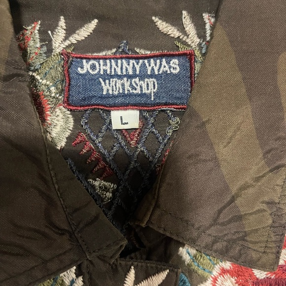Johnny Was Green and Red Utility Jacket with Floral Embroidery - Picture 7 of 10